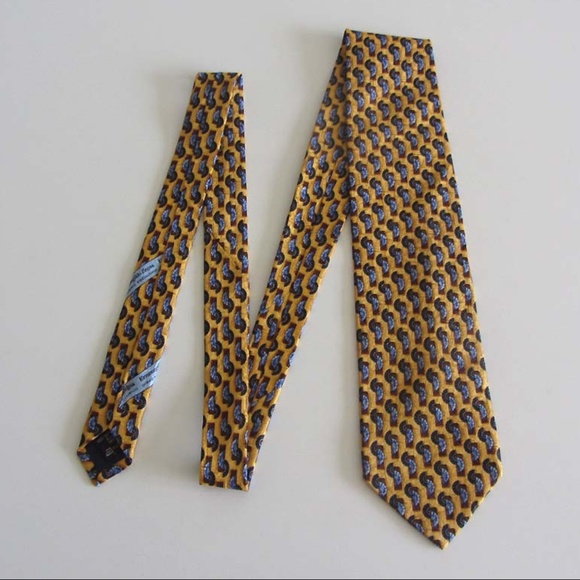 Ermenegildo Zegna yellow geometric silk tie Italy - Picture 3 of 5